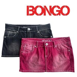 2-pc BONGO Twill Mini Skirt Bundle Black Red Stretch Pockets Festival Junior 5